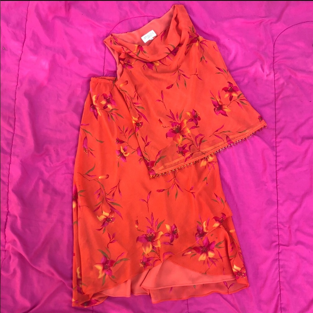 ***SOLD*** Studio I Orange Floral beaded skirt set